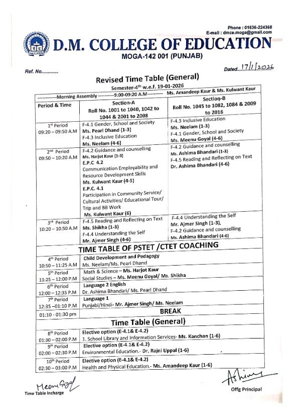 Revised Time Table 19_01_2026